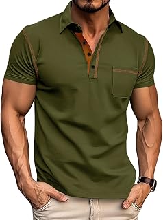 Men's Polo Shirts Short Sleeve Golf Polo T Shirt Lightweight Casual Button Down Shirts Summer Collared with Pocket
