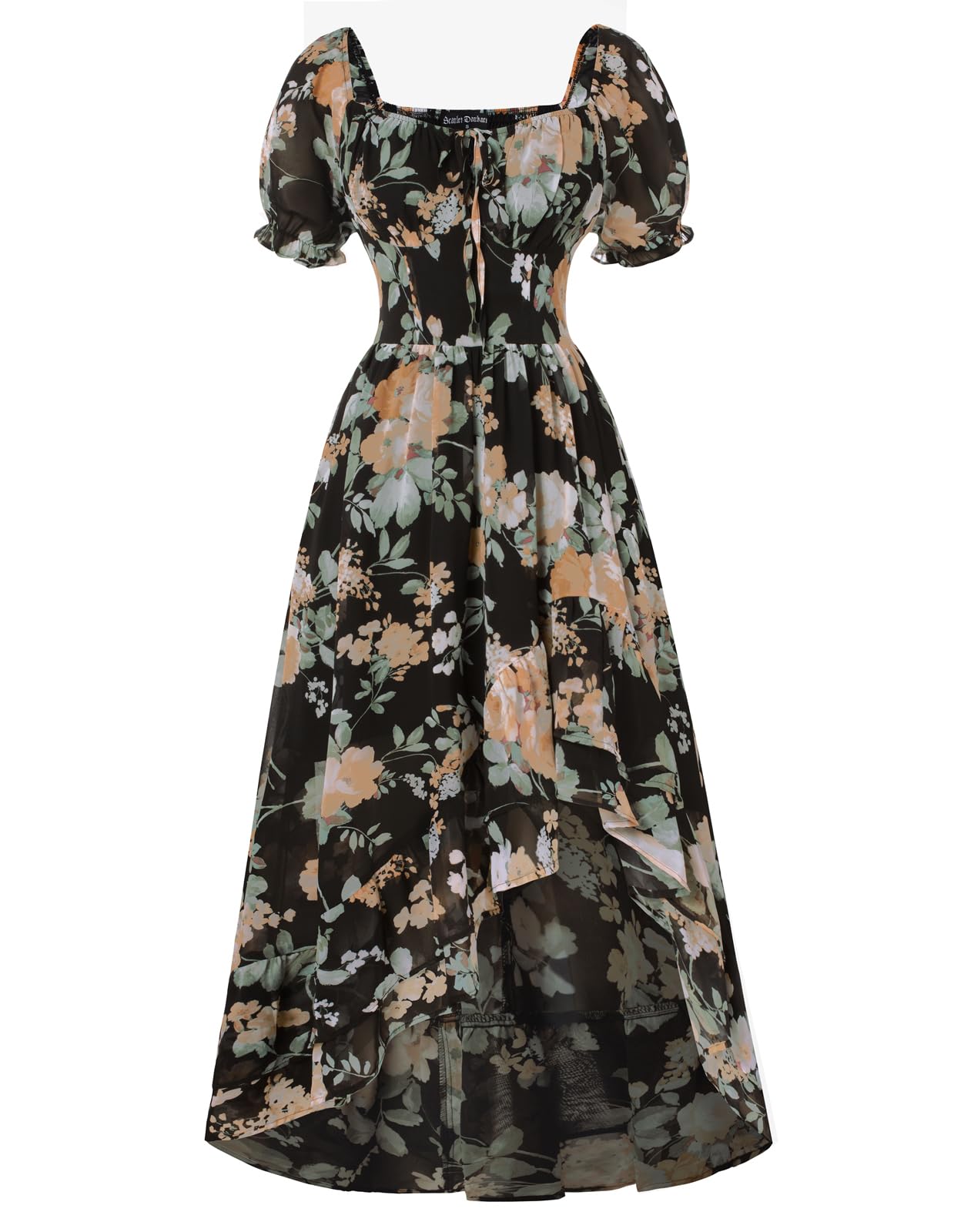 Scarlet Darkness Cottagecore Women's Chiffon Corset Dress Flowy Floral Dresses