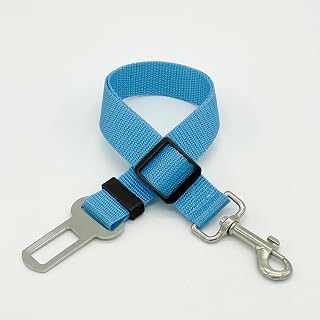 Adjustable Dog Safety Belt Durable Nylon Travel Pet Safety Belt with Light Blue Clip