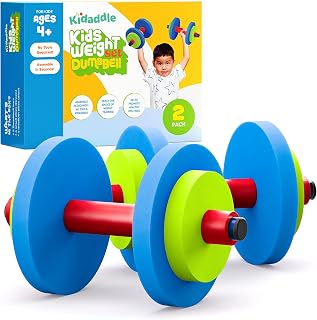 Modern Innovations Kids Weight Set (2 Pack) Toy Dumbbells, Baby Dumbbell Workout Weights, Fun Fitness and Exercise Equipment for Toddlers - Blue, Green, Red…