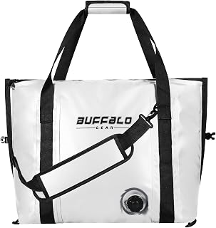 Buffalo Gear 26L Fishing Cooler Bag, Leakproof Fish Cooler Bag, Keeps Cold 24+ Hours (60cm White)