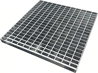 Natotela 24in B125 Serrated Galvanized Steel Drain Grate (23.6x23.6 in) | Anti Slip Metal Catch Basin Drainage Cover Hot Dip Galvanizing Anti Corrosion Driveway Garage Sewer Doorstep Factory