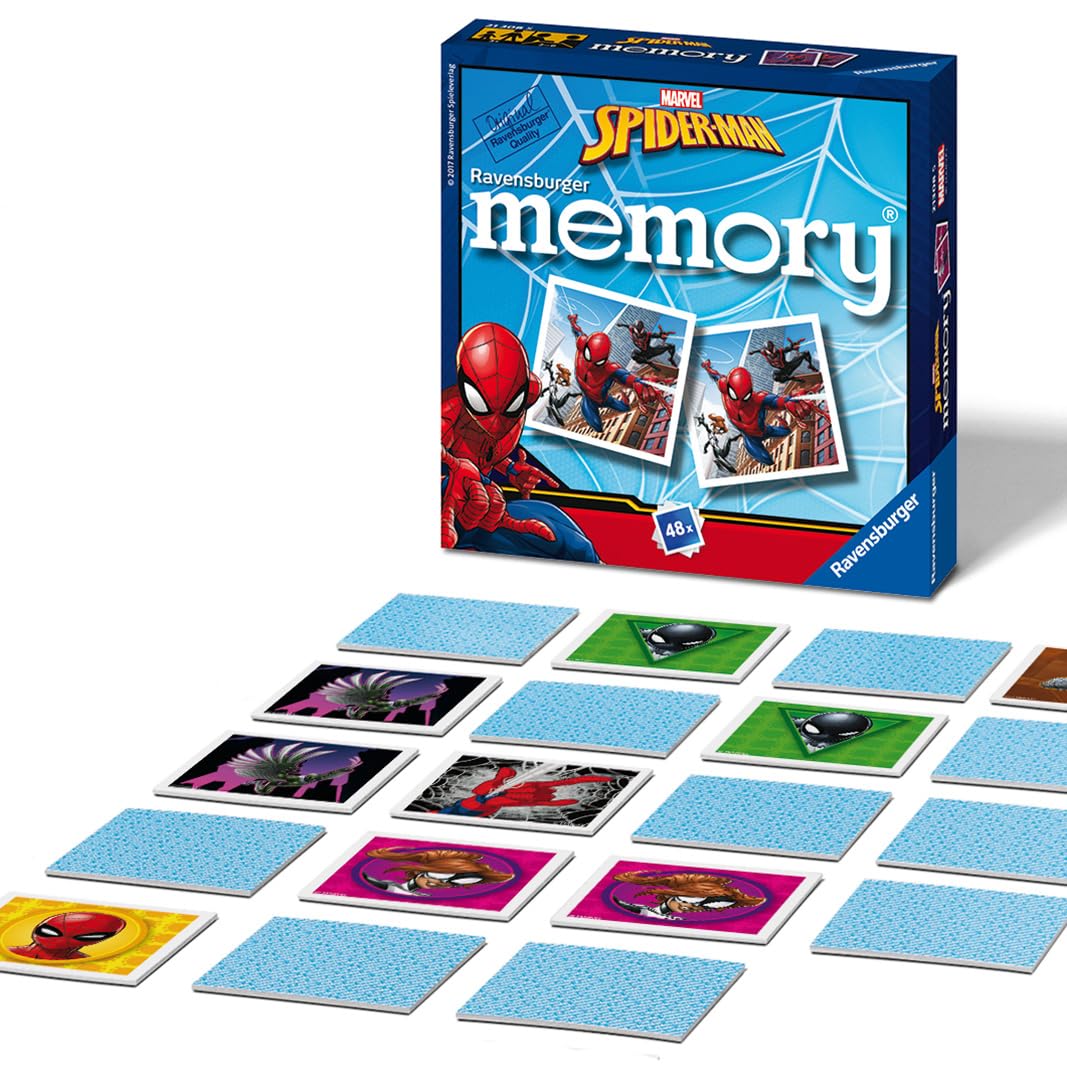 Ravensburger Marvel Spider-Man Mini Memory Game for Kids, 48 Picture Cards, Matc
