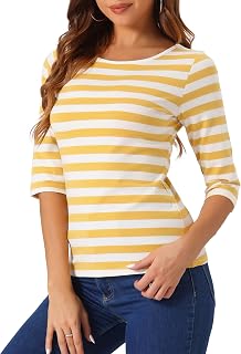 Allegra K Basic Striped Top Women's Basic Striped Top