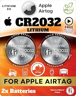 Air Tag Battery Replacement for Apple AirTag CR2032, Pack of 2 | Replacement Cell batteries for Airtags - Cover Fit Apple Tracker Power Accessory