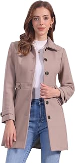 Allegra K Women's Winter Classic Overcoat Pockets Single Breasted Pea Coat