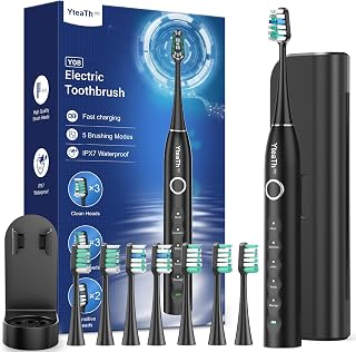 Travel Case Electric Toothbrush for Adults and Children, Sonic Toothbrush, 120 Days Battery Life, 50,000 vpm Electric Toothbrush with 8 Brush Heads and Timer