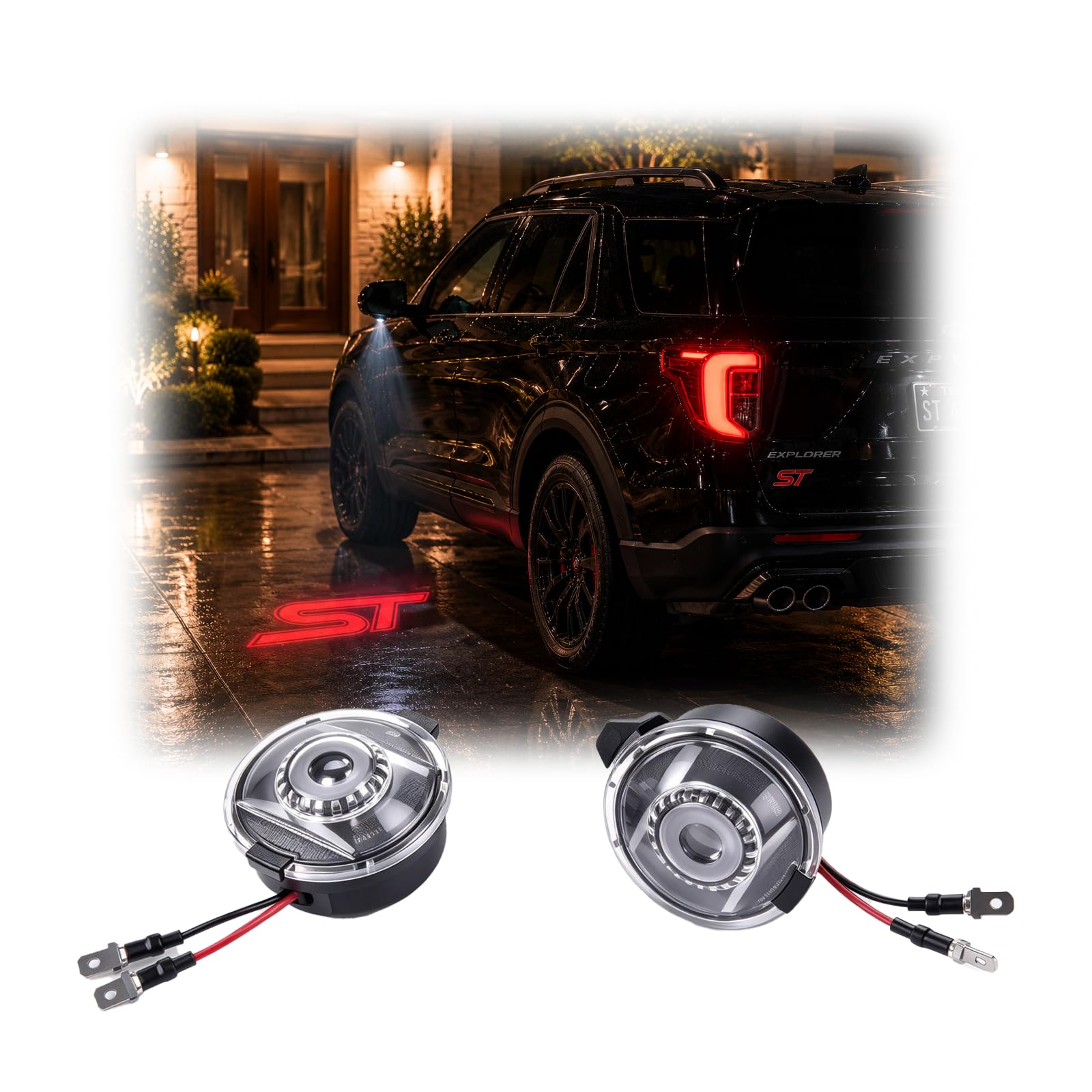 2PCS No Fade HD Rearview Mirror Puddle Lights Compatible with 2010-2026 Explorer