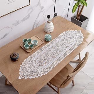 2 Pack Lace Up Tablecloths Rectangular Table Cloth for Dining Room Wedding Bridal Shower Kitchen Dining Room Bedroom Furniture Home Decor, 13x45 Inches
