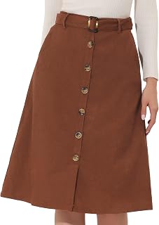 Allegra K Corduroy Women's Midi Skirt A-Line (Pack of 1)