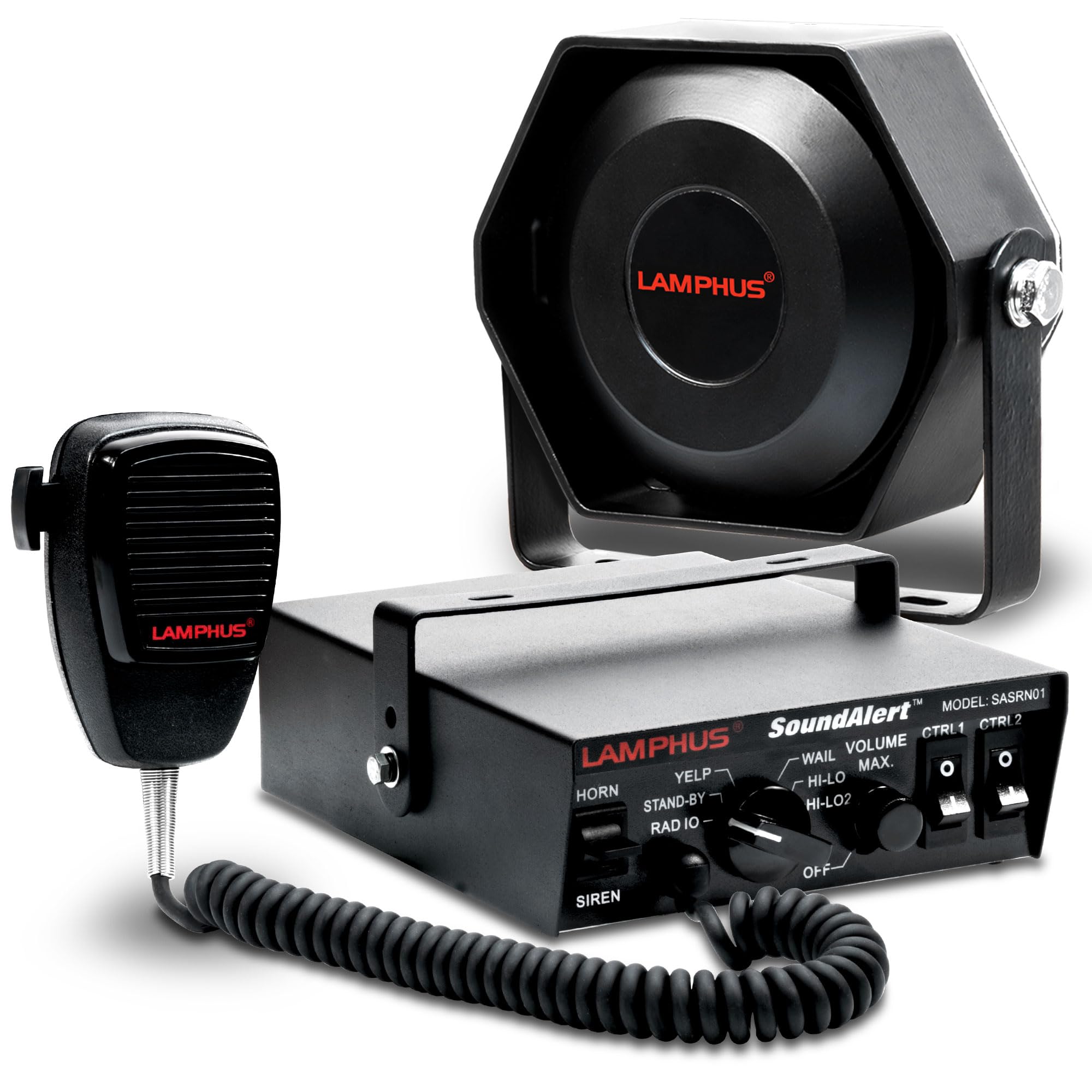 LAMPHUS SoundAlert 100W Police Siren Emergency PA System Kit for Truck Car | 12V