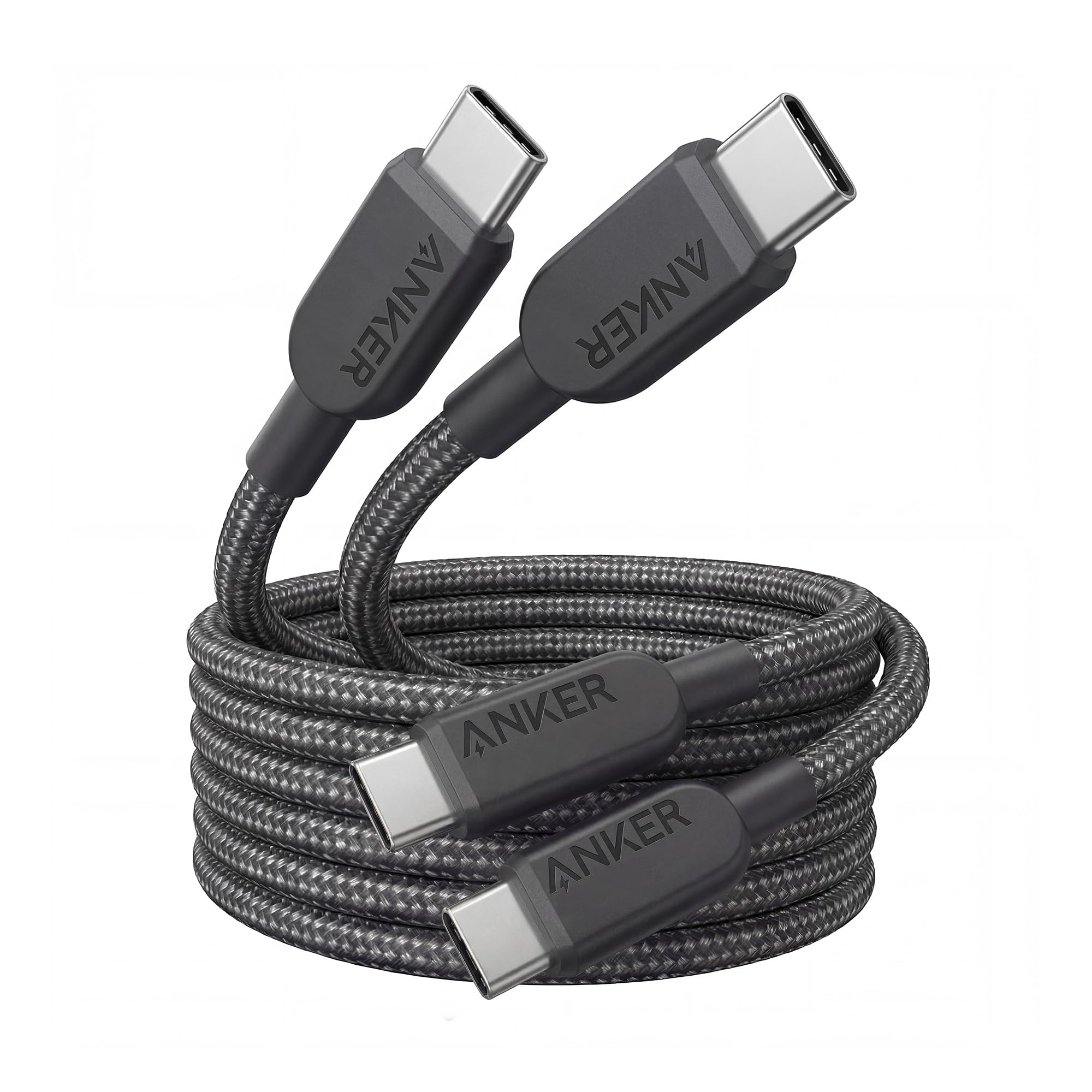 Anker 240W USB C to USB C Cable, Fast Charging Cord (2pack, 1.8m, Black) | For i