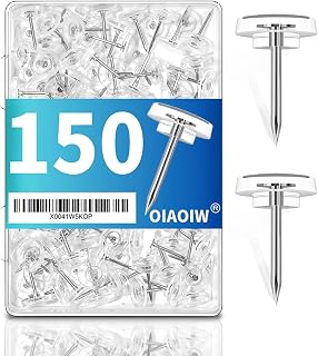 150PCS Clear Thumb Tacks for wall Push pins for wall thumbtacks for Hanging | Flat tacs for wall for bulletin board for shadow box display