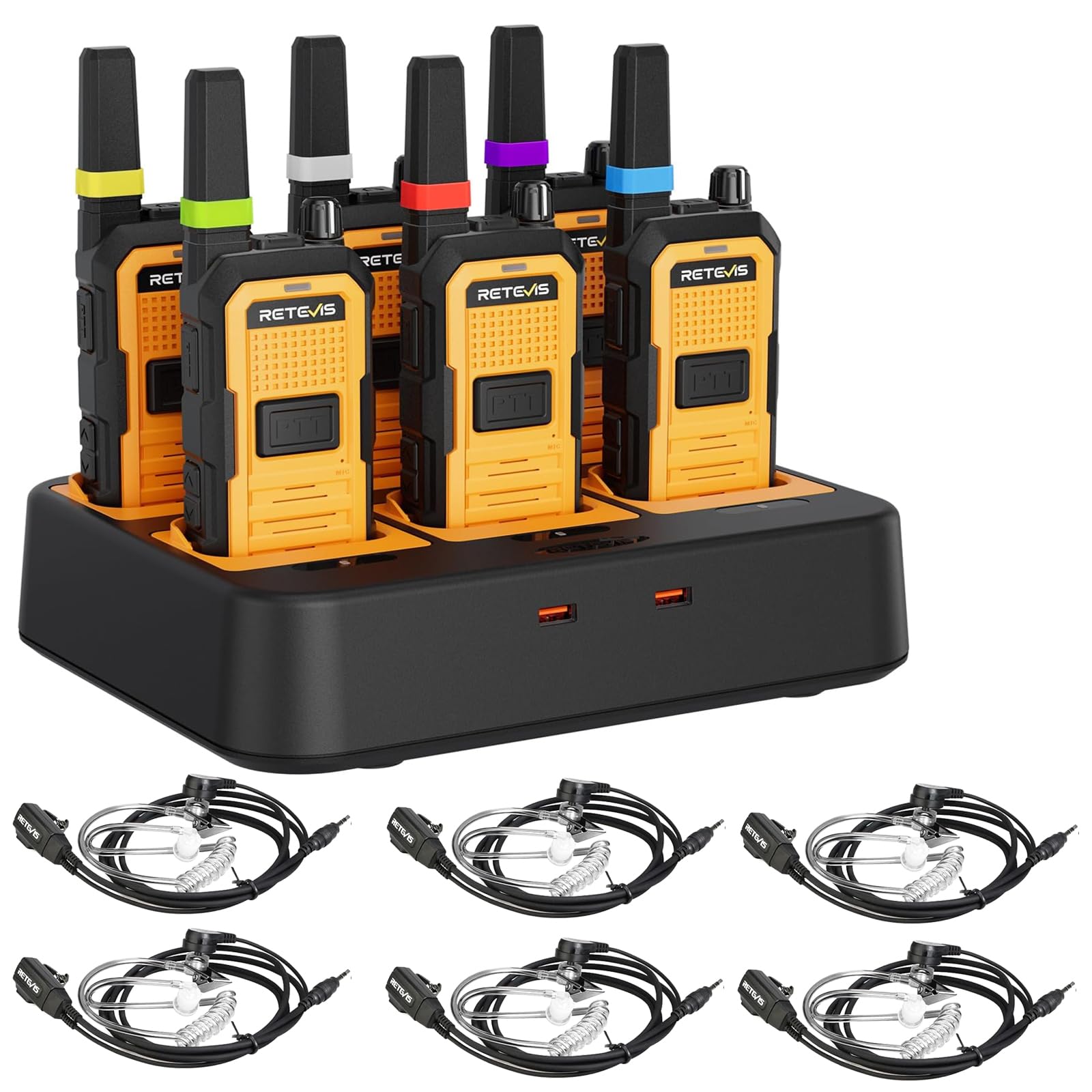 Retevis RB48A IP67 Noise Reduction Walkie Talkies with Earpiece(6 Pack) | Waterp