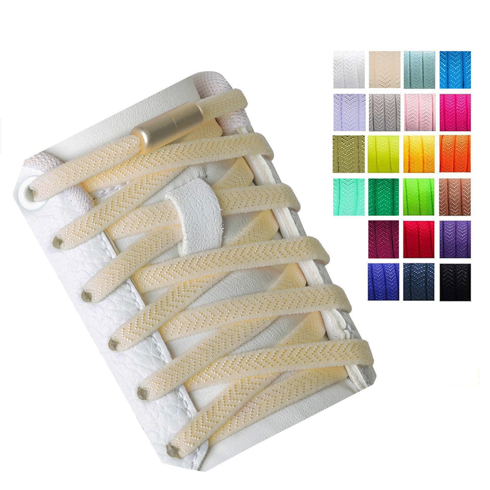 Olukssck 2 Pairs Elastic Shoelaces Without Tying Shoe Laces with Metal Lock, Lac