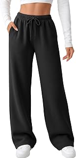AUTOMET Women’s Fleece Lined Sweatpants Baggy Wide Straight Leg Pants