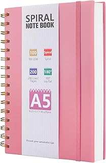 HIJYOO A5 Journal Notebook, 100GSM 200 Pages A5 Notepad Wirebound Notebooks for Women/Men, PVC Waterproof Cover Note Book with Lined Paper, Notepad for Office School Supplies, Pink