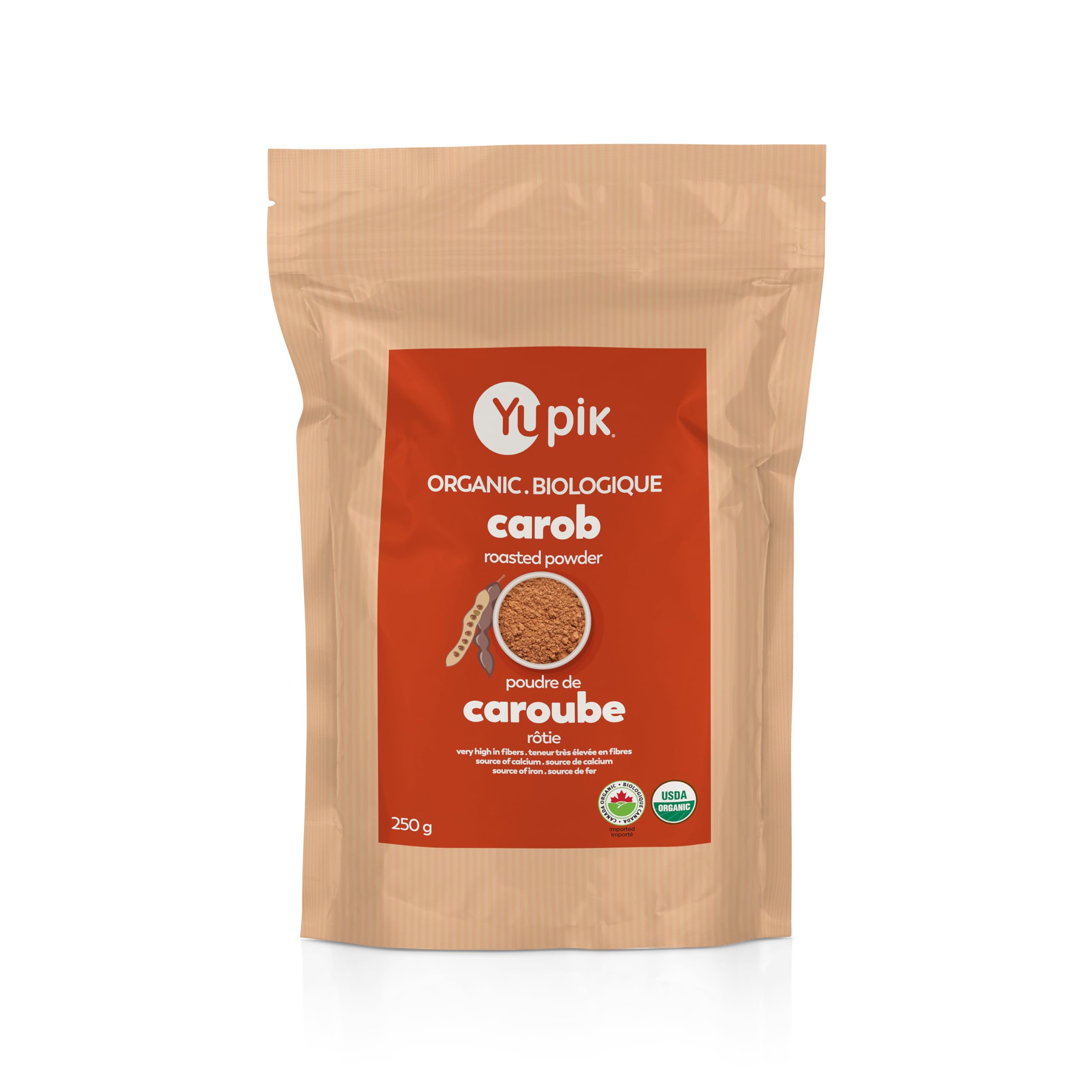 Yupik Organic Roasted Pure Carob Powder 250g, USDA Certified, Non-GMO, Vegan, Gl