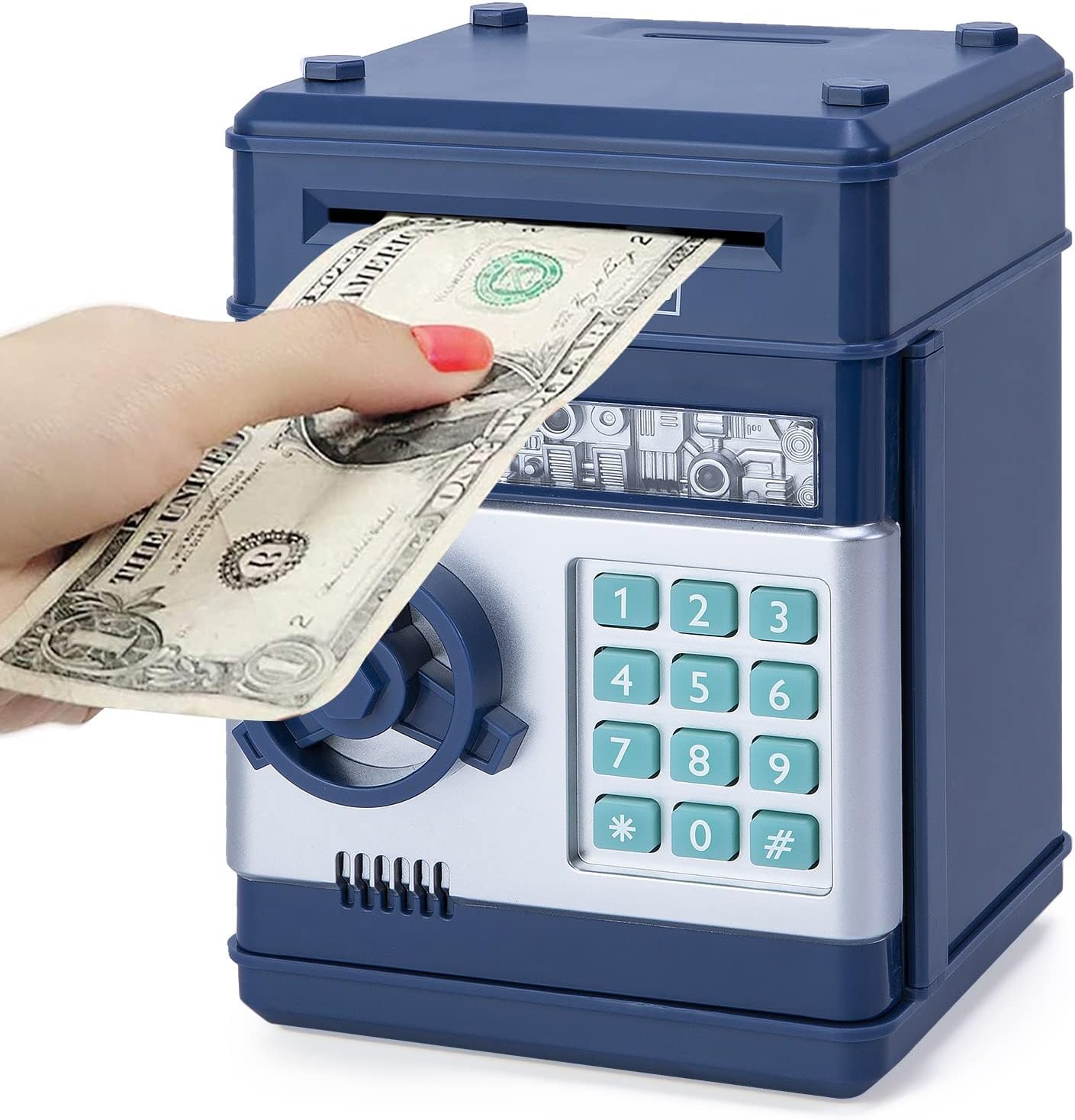 Refasy Piggy Bank Cash Coin Can ATM Bank Electronic Coin Money Bank for Kids Age