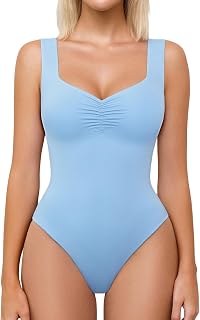 Avidlove Women's Sweetheart Neckline Ruched Body Suit Seamless Double Lining Tank Top Slimming