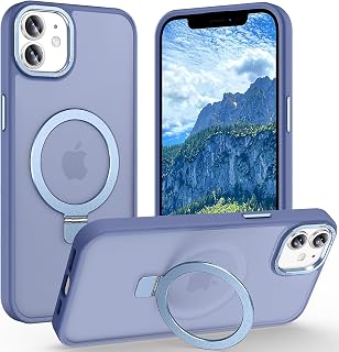Lufanbis iPhone 12/12 Pro Case Magnetic Case with Ring Stand 3.5M Drop Protection Velvet Touch Slim Translucent Matte Shockproof Phone Case for iPhone 12/12 Pro 6.1'' Blue