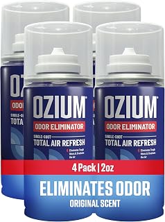 Ozium Car Fogger, 2 Oz. Single-Shot Odor Eliminator | Anywhere Odor Eliminator, Single Shot Total Air Refresh &amp; Car Air Freshener, Original, 4 Pack