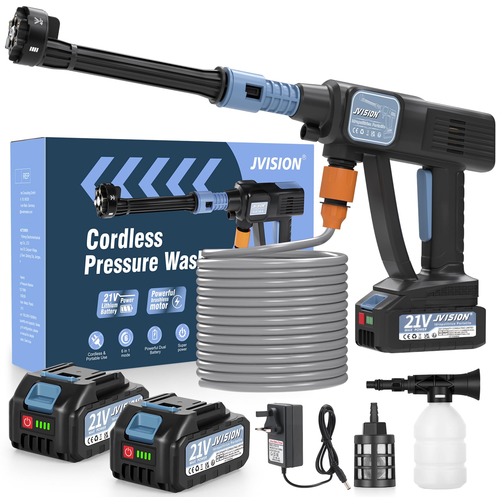 Cordless Pressure Washer, Brushless Portable Power Washer with 2× Batteries | Ba