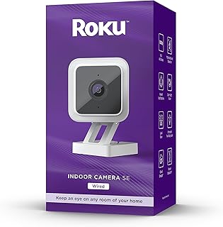Roku CS1000R Smart Home Indoor Camera SE - Wired Security Camera with Motion & Sound Detection (Renewed)