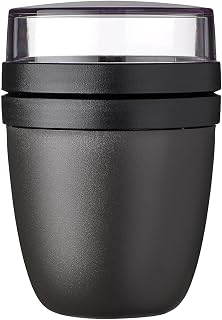 Mepal Ellipse Lunch Box - Separate Yogurt & Muesli - Freezer, Microwave and Dishwasher Safe - 500ml + 200ml - Nordic Black