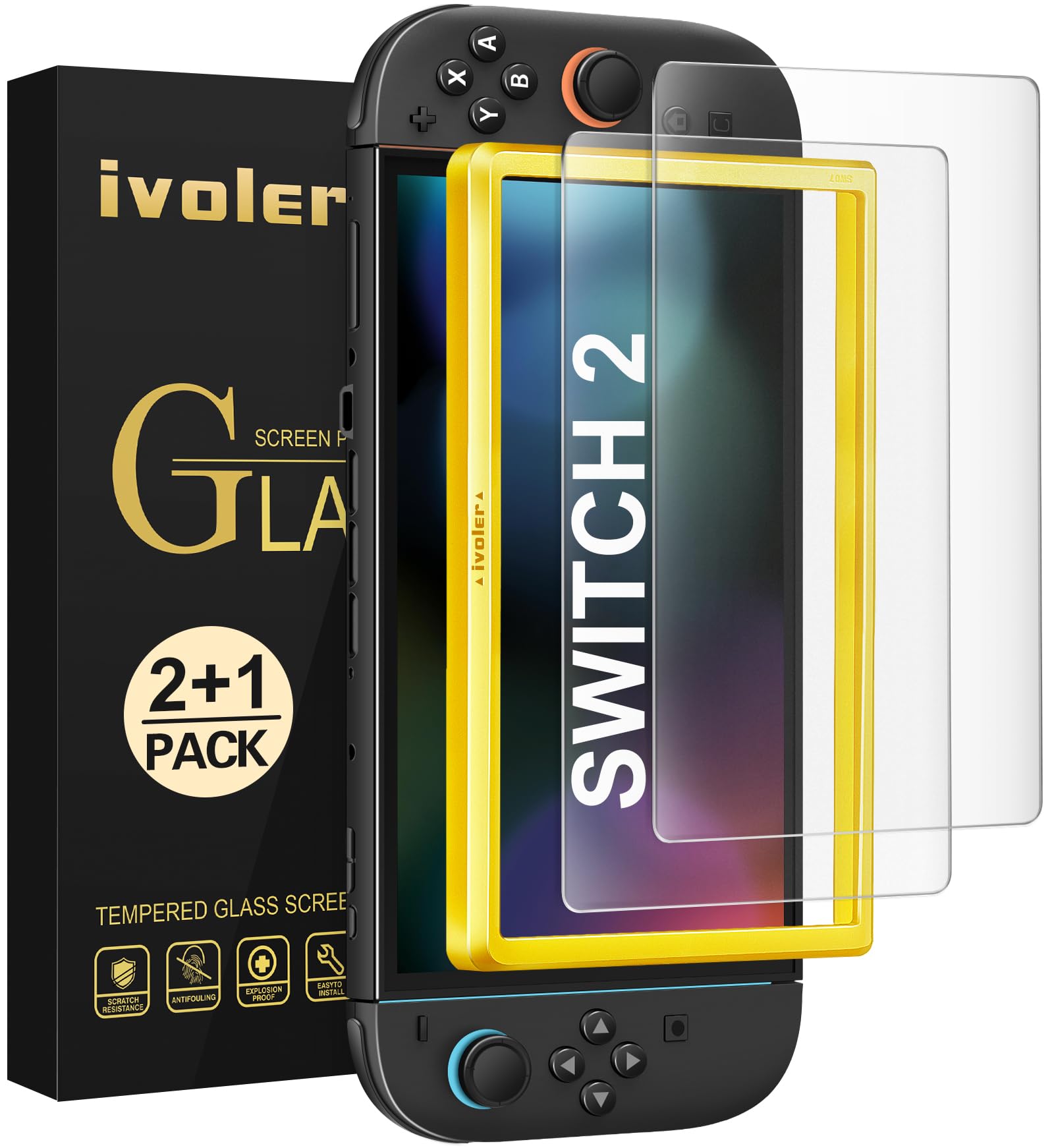 ivoler 2 Pack Matte Screen Protector Compatible with Switch 2 Model 2025 with Te