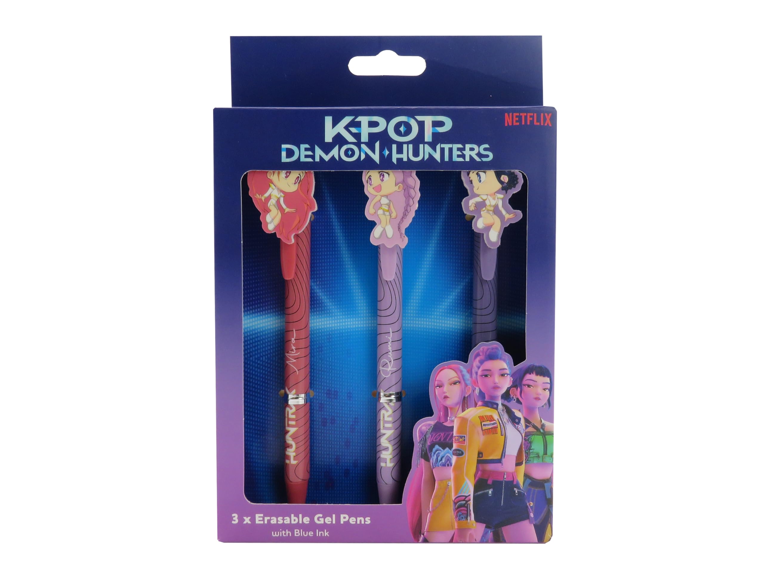 K Pop Demon Hunters Erasable Gel Pen 3 Pack, Official Licensed Anime K Pop Stati