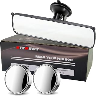 KITBEST Rear View Mirror Driving Test Instructor 250mm + 2 Blindspot Mirror | Upgraded Adhesive Suction, Wider View, Adjustable, Easy to Install, Extra Second Car Mirrors Passenger Examiner Driver SUV
