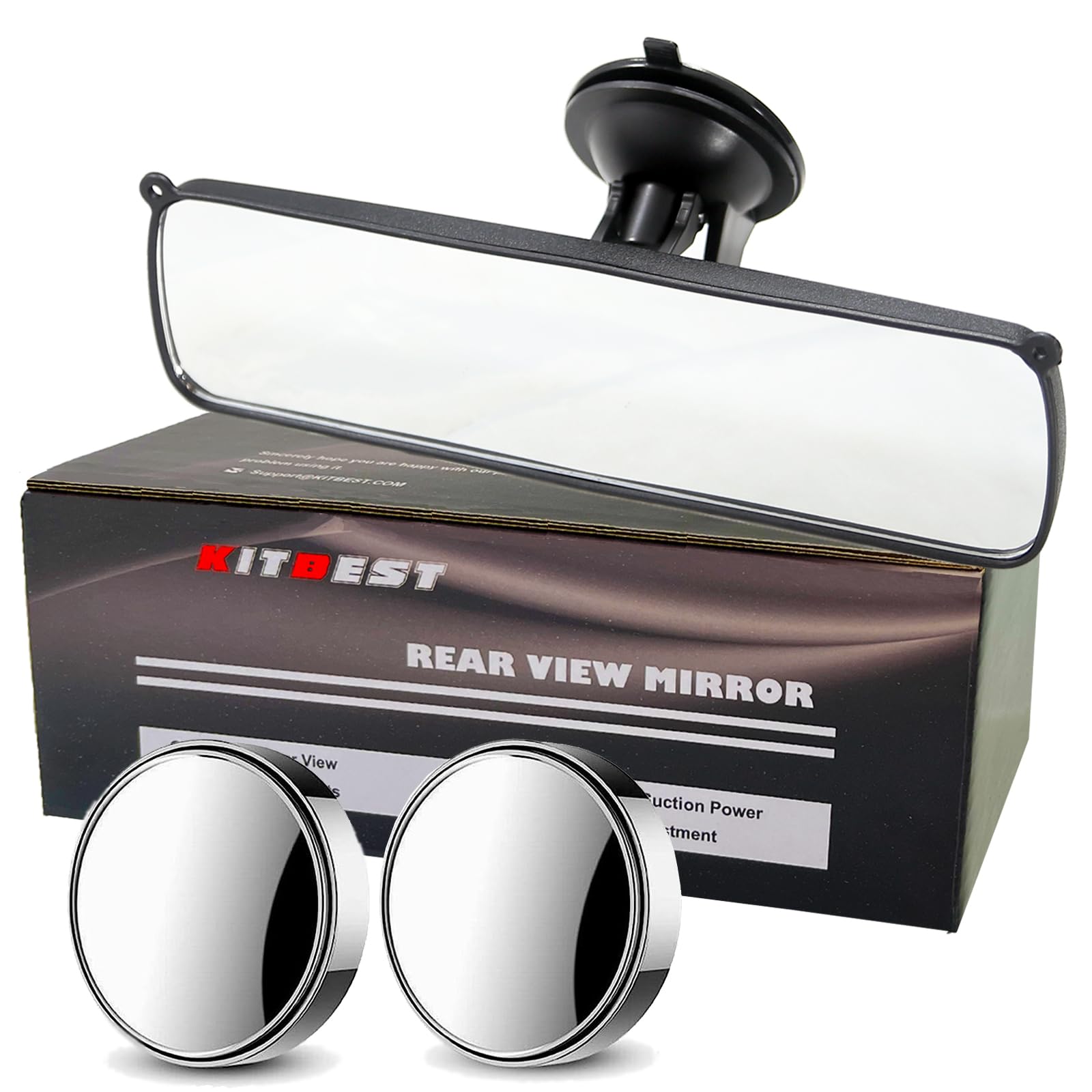 KITBEST Rear View Mirror Driving Test Instructor 250mm + 2 Blindspot Mirror | Up