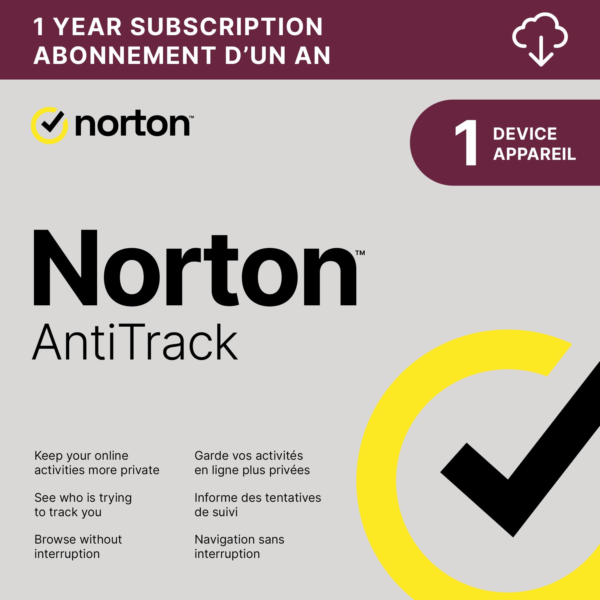 Norton AntiTrack – for blocking trackers and protecting privacy online, for 1 PC