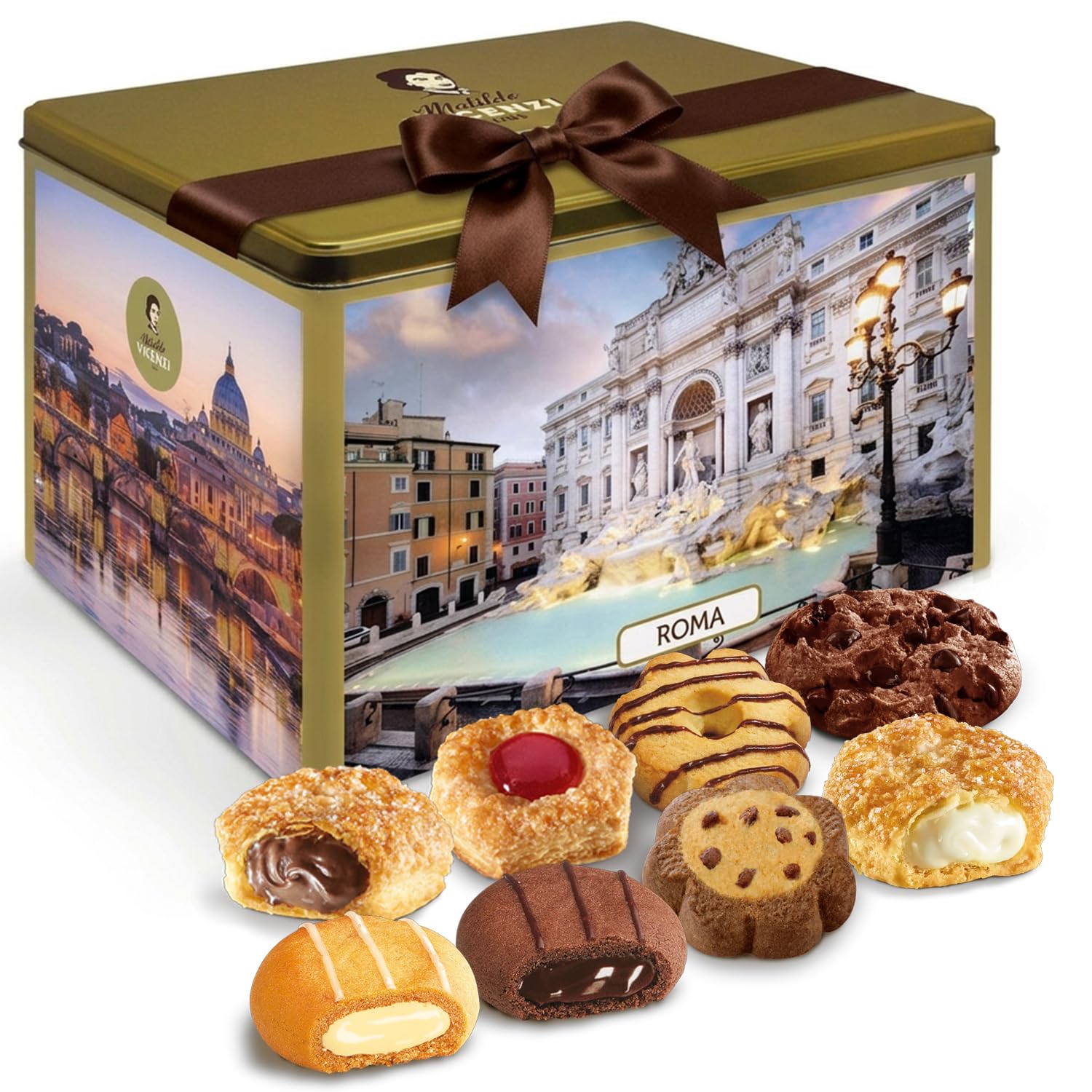 Matilde Vicenzi Roma Cookie Tin - Italian Pastries & Cookies in Individually Wra