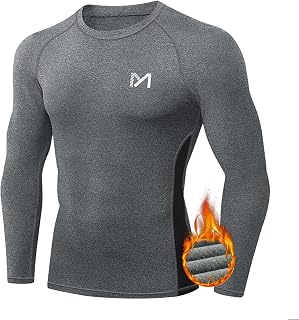 MEETYOO Men's Thermal Shirt, Long Sleeve Compression Shirt, Sports Undershirt, Baselayer Running Cycling Fitness T-Shirt