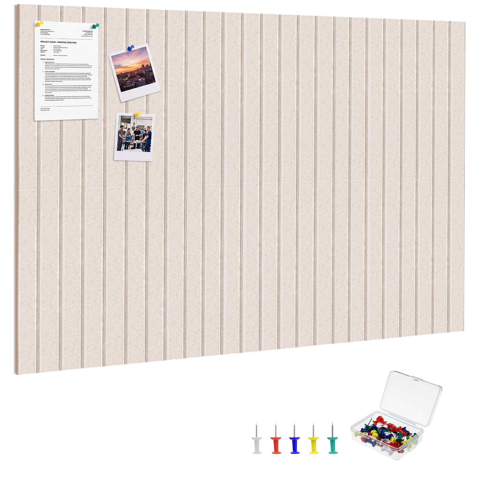 Large Cork Board 36" x 24", 6-Pack Pin Board, Felt Bulletin Boards | Includes 30