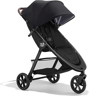 Baby Jogger® City Mini GT3 All Terrain Baby Stroller with Forever Air Rubber Tires, All Wheel Suspension, Lightweight Stroller with Magnetic Buckle, No-Rethread Harness, and Foot Brake, Rich Black