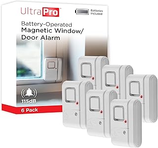 UltraPro Personal Security Window and Door Alarm, 6 Pack, Wireless Chime | DIY Protection, Burglar Alert, Easy Installation, Home Security, Ideal for Home, Garage, Apartment, White, 49721