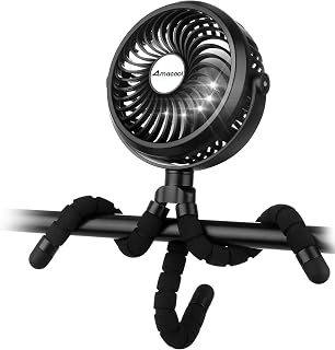 AMACOOL Battery Operated Stroller Fan, Portable Clip On Fan Rechargeable | Baby Travel Essentials for Beach Disney, Newborn Boy &amp; Girl Gifts Registry Search, Cooling for Car Seat Wagon Crib Treadmill