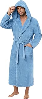 PJGGZ Men's Bathrobe with Hood, Soft Long Towel Robe for Men - Super Absorbent Quick Dry yet Warm