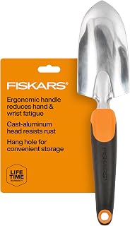 Fiskars Ergo Garden Trowel, Heavy Duty Hand Tool for Digging and Planting | Heavy-Duty Cast Aluminum Rust Resistant Head, Ergonomic Comfort Grip Handle, Hang Hole for Easy Storage, Yard Beds and Pots
