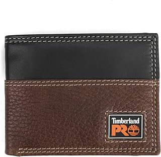 Timberland PRO Mens Slim Leather RFID Bifold Wallet with Back Id Window Wallet