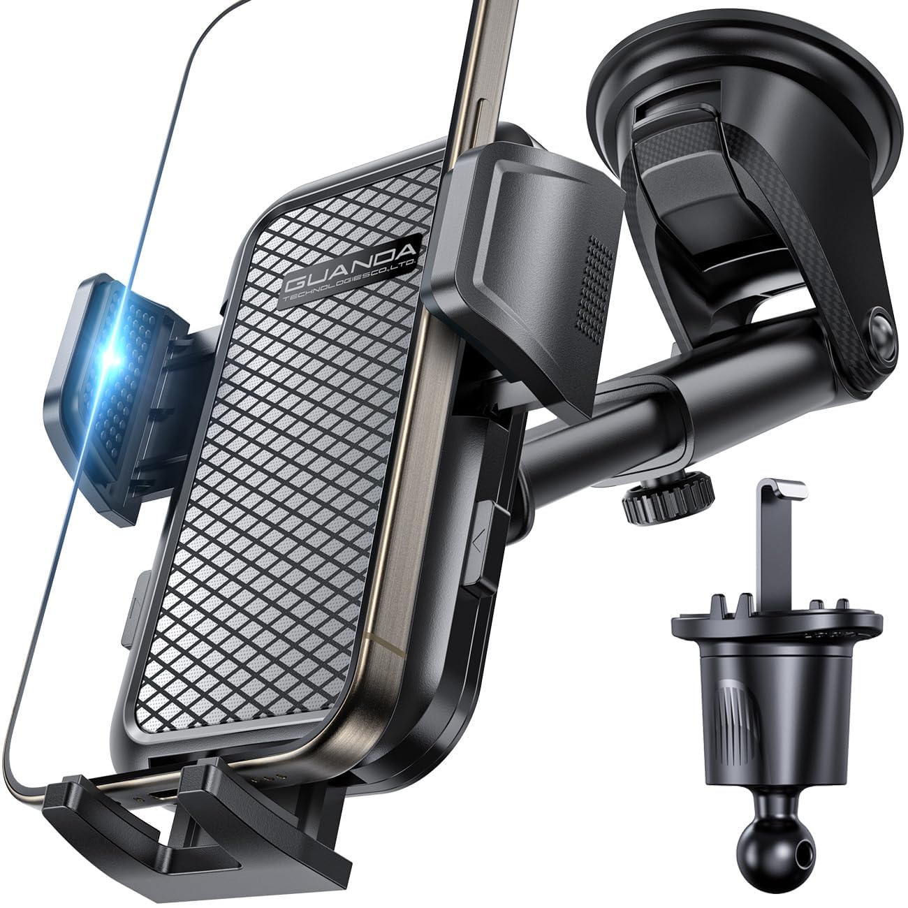 Adjustable Windshield Phone Mount for Car, Suction Cup Dashboard Holder for All 