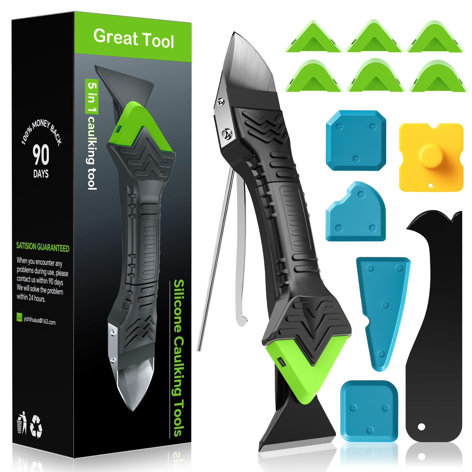 Goopreen 5 in 1 Caulking Tool Silicone Caulking Grout Removal Sealant Finishing 