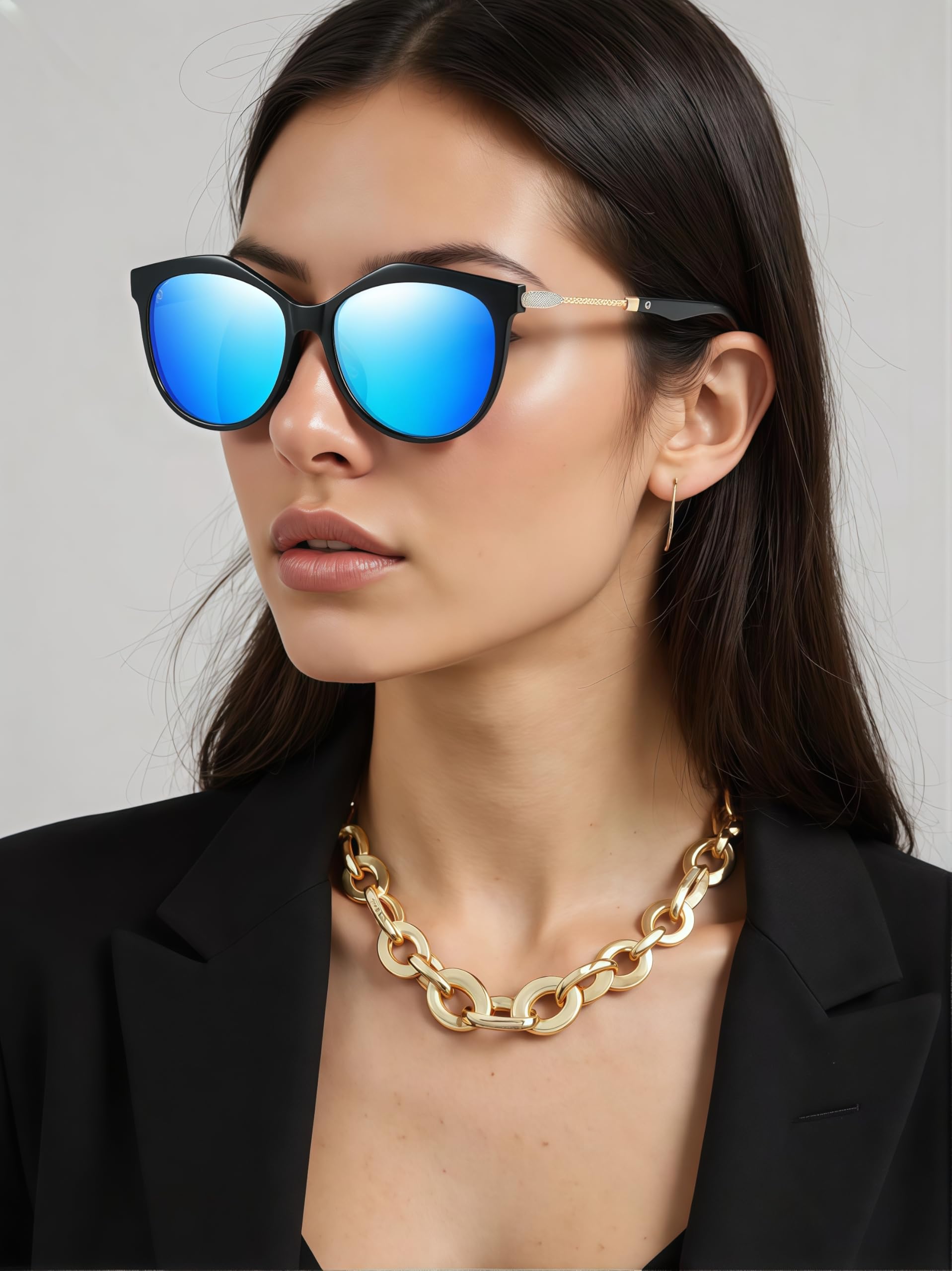 Vintage Polarized Women Sunglasses Oversized Sunglasses for Women Rhinestone Shi