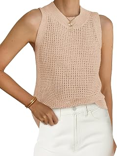 PRETTYGARDEN Women Summer Crochet Tank Tops 2025 Casual Round Neck Hollow Out Loose Knit Sleeveless Fashion