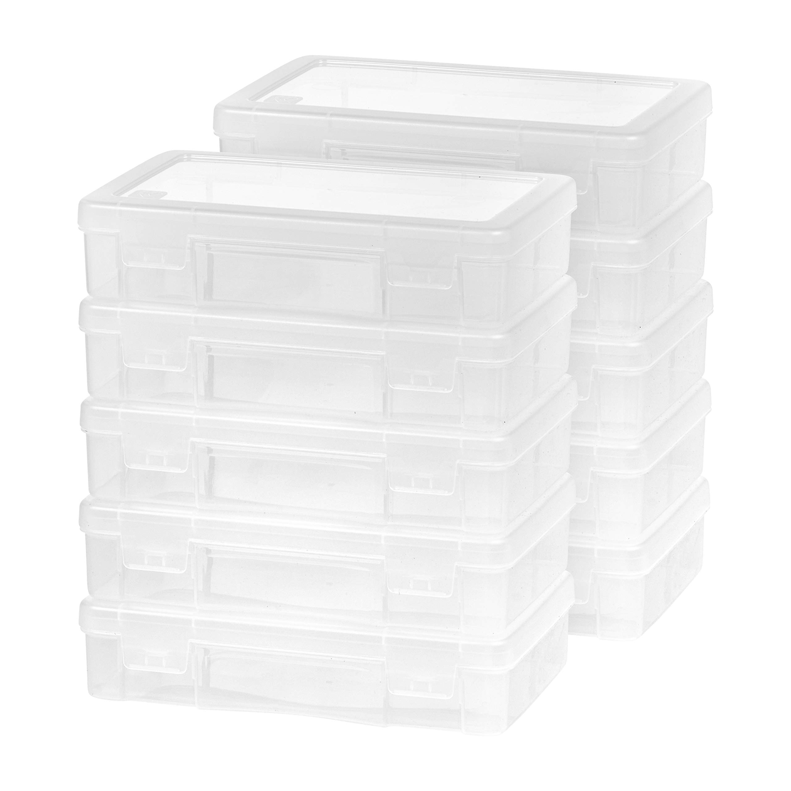 IRIS USA Clear Cases |Made in USA| Plastic Box Organizers (10-Pack)- Medium | Be