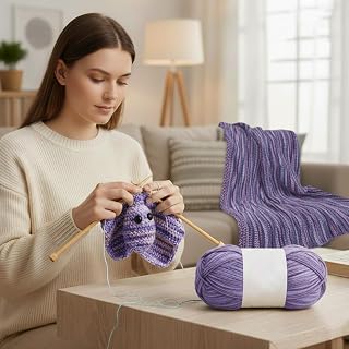 1 Pcs 165 Meters Soft Crochet Yarn for Knitting Various Yarns for DIY Crafts Sweater Scarf Hat Sewing Accessories for Home (Lavender Purple)