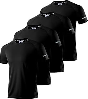 Holure Men's Sports T-Shirts, Breathable, Quick-Drying, Short-Sleeved, Functional, for Running, Summer Fitness, Training, Hiking, Working out, Bodybuilding, Pack of 3 or 5